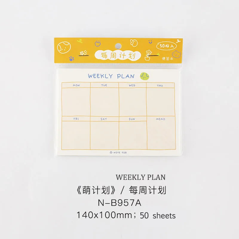 JIANWU 100sheets/50sheets Cute Plan Series Memo Pad Kawaii To Do List Weekly Plan Daily Plan Stationery School Office Supplie