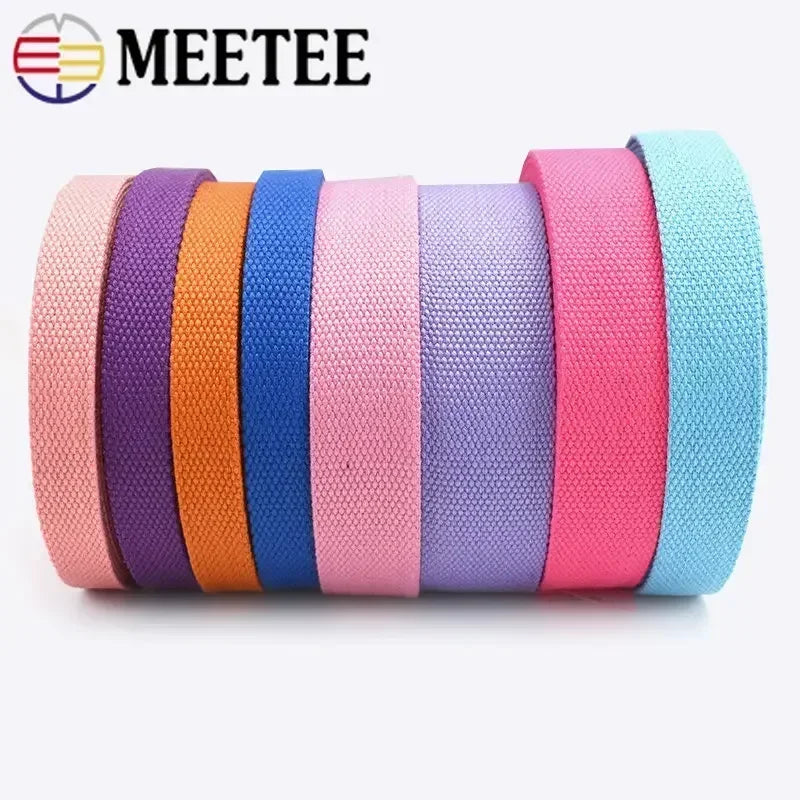 5M 20/25/32/38/50mm 2mm Thick Webbing Polyester Cotton Canvas Webbings Ribbon for Backpack Strap Belt Tape Garment Woven Band