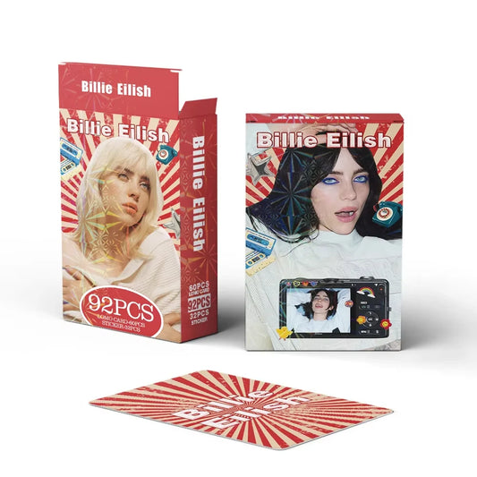 92Pcs European and American Billie Eilish style Mini Celebrity Photo Cards, Fan Collectible Cards, Postcards, LOMO Cards