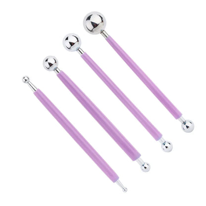 For Embossing Pattern 4 Pcs Point Drill Creasing Pen With DIY Ball Styluses Tools Spiral Double Head Clay Sculpting Tools - p