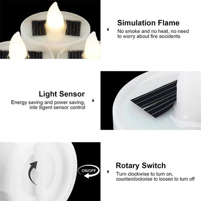 Solar Tea Light Led Candles Flameless Outdoor Waterproof Solar Tea Lights Rechargeable Candles for Party Garden Home Decor