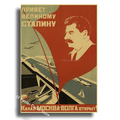 Vintage Stalin USSR CCCP Poster Poster Aesthetic Prints and Posters Wall Art Retro Painting Home Room Cafe Club Dorm Wall Dec