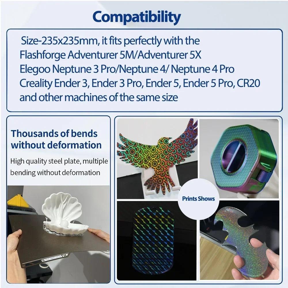 Build Plate For Flashforge AD5X – Multicolor 3D Printer for High-Speed Full-Color Printing Adventurer 5M/5M Pro Plate 235x235
