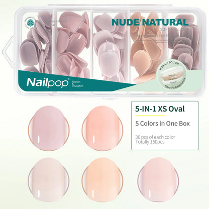 Nailpop 3-IN-1 Nude Natural Soft Nail Tips Set 140PCS Skin Tones Press on Nails Ultra-Fit Gel Nail Extensions Easy Manicure D