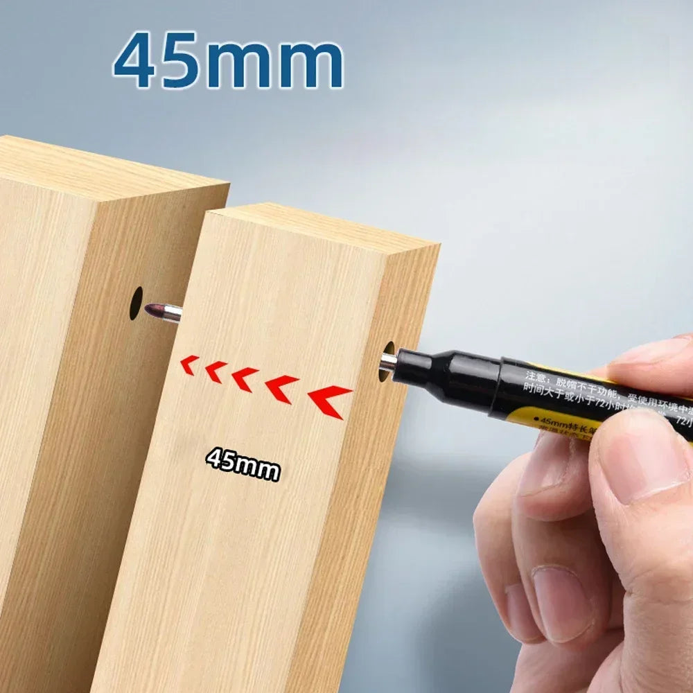 4-40Pcs White/Black/Blue/Red 45mm Deep Hole Marker Pens Long Nib Head Carpenter Pen Waterproof for Measuring Woodworking Offi