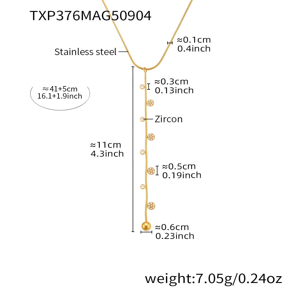 Lariat Y Necklace Matching Bracelet In Stainless Steel 18k Gold Plated With Zircon Flower Chain Necklaces Bracelets For Women