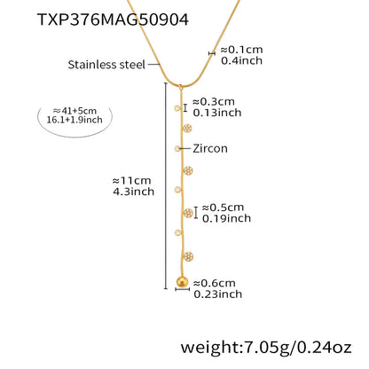 Lariat Y Necklace Matching Bracelet In Stainless Steel 18k Gold Plated With Zircon Flower Chain Necklaces Bracelets For Women