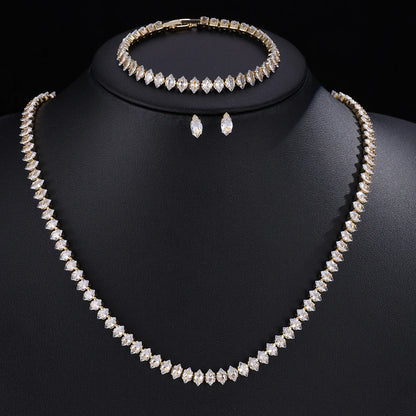 ZAKOL Gorgeous Buling AAA Clear Round Cubic Zirconia Wedding Bridal Necklace Earrings Party Jewelry Set for Women