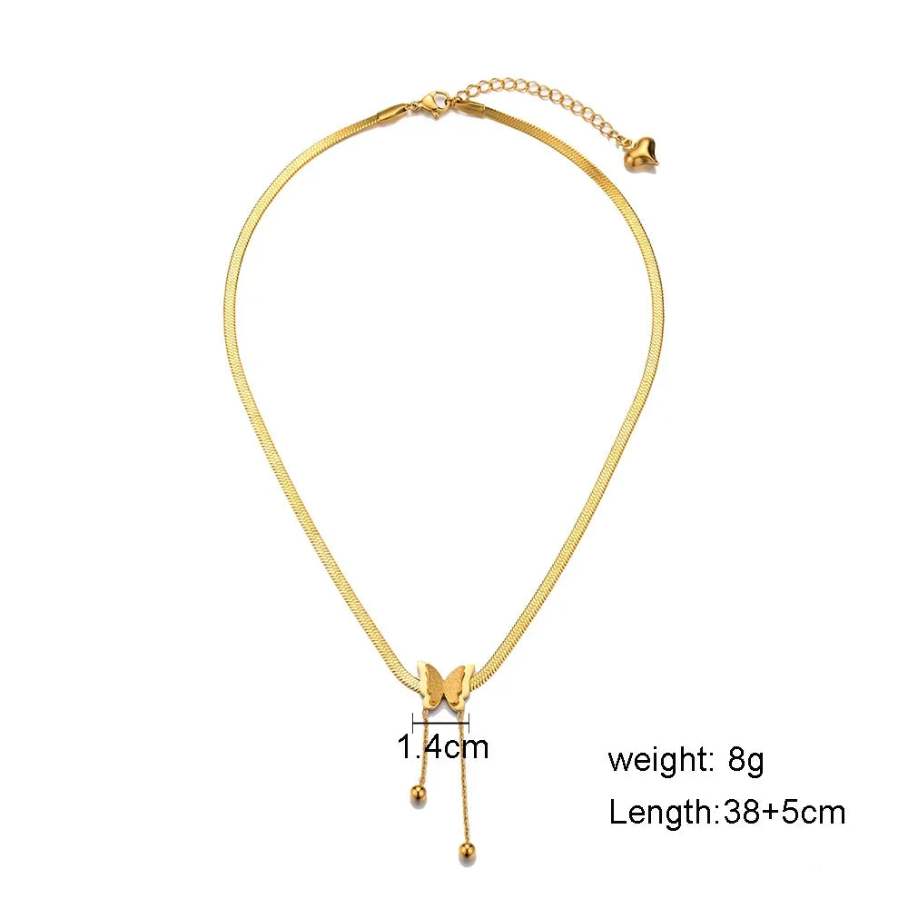 Vintage Butterfly Necklace Women Golden Stainless Steel Blade Snake Chains Aesthetic Charms Choker Women jewelry Gift To Muje