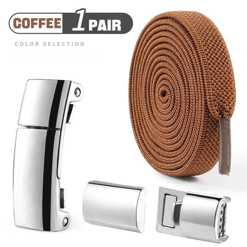 1Pair Magnetic Lock Shoelaces without ties Flat Elastic Laces Sneakers Boots No Tie Shoelace Rubber Bands for Shoes Accessori