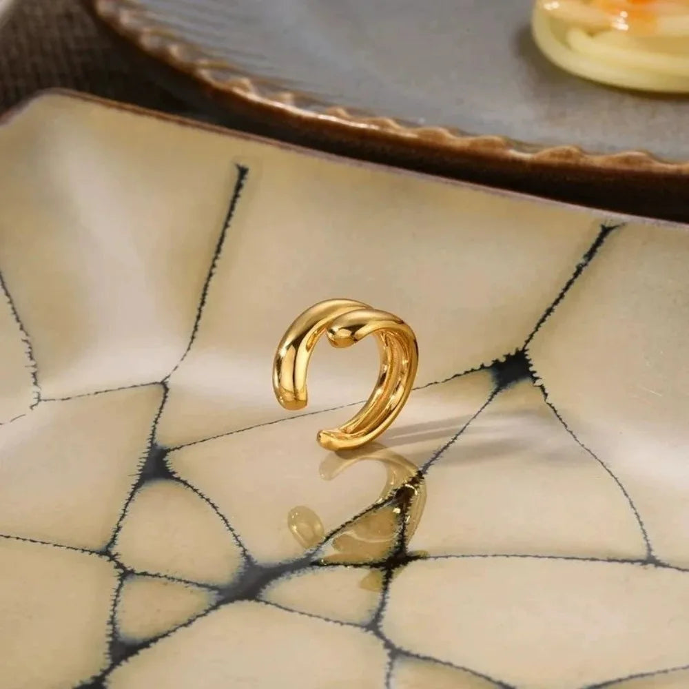 Punk Piercless Ear Clip Earring for Women Classic Gold Color Trendy Earcuff Earrings Girl Y2K Gift Simple Daily Wear Jewelry