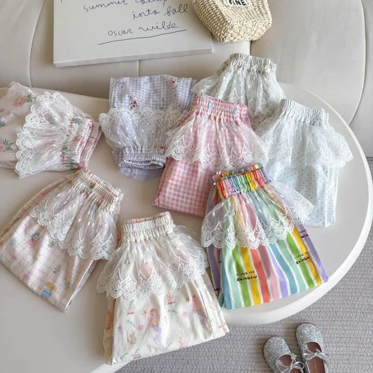 Korean Version New 2026 Summer Children's and Girl's Clothing 2-7 Years Old Fashion Versatile Lace Pants