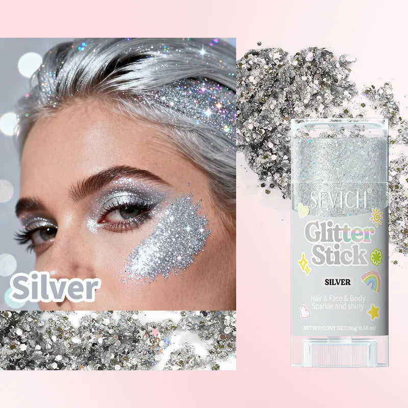 Sparkling Sequins Glitter Gel Stick Mermaid Sequin Body Glitter Gel Cosmetic Hair Glitter Festival Makeup for Christmas Party