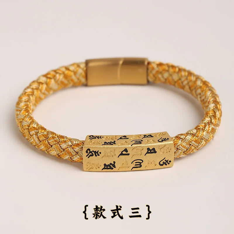 Six-character Mantras Amulet Hand Rope Patron Saint Life Year Chinese Style Fashion Lucky Bracelet Tide Hand-woven Multi-colo