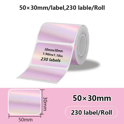 Munbyn/Nelko Holographic Laser Label Sticker Matte Silver Thermal Paper for M110 M220 M200 E210 P50 PM220 DETONG P1 WP9520 Ma