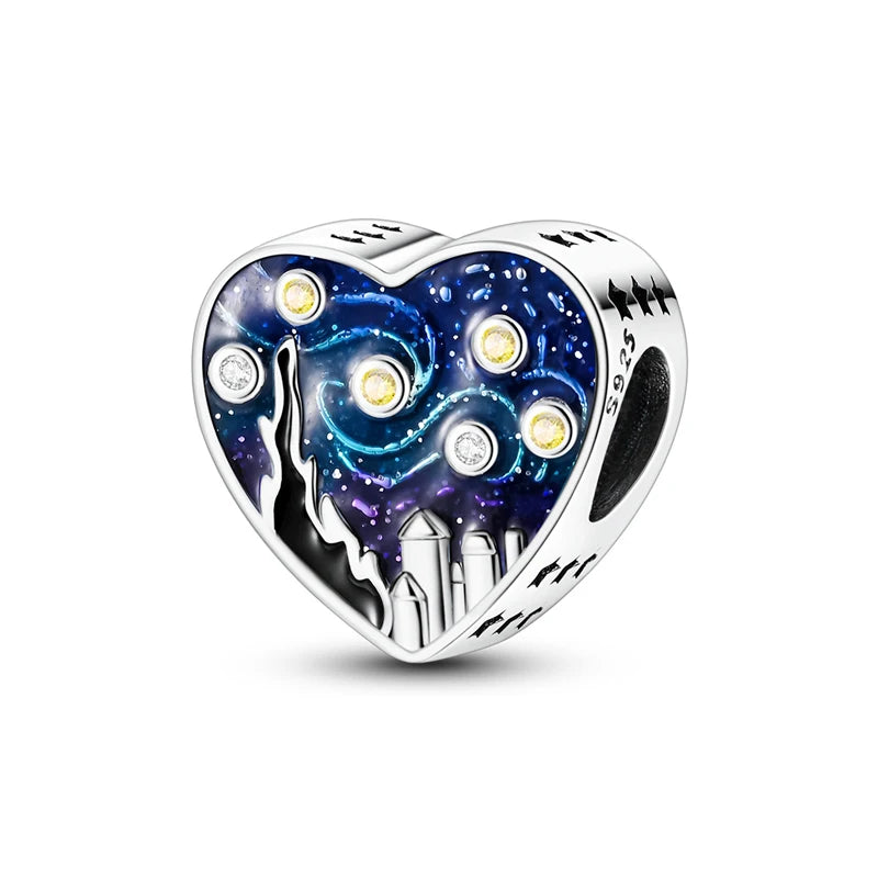 925 Sterling Silver Charms Fit Original Bracelets Star Moon Sun Spaceman Pendant Beads DIY Women Necklaces Jewelry - 30