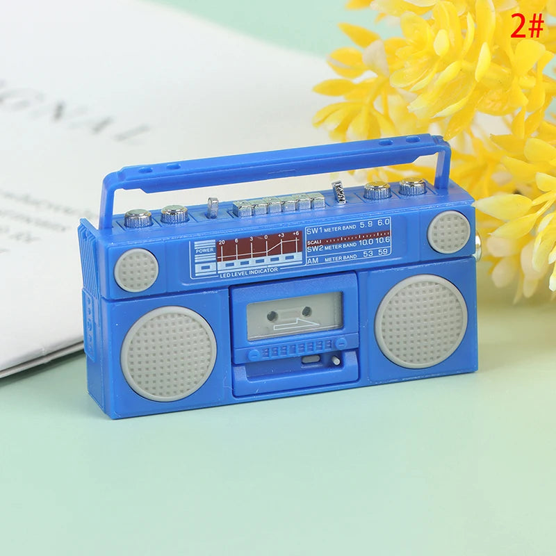 Cute 1/12 Scale Miniature Dollhouse Vintage Radio / Mini Tape-recorder Model Doll House Furniture Decoration Accessories Toy