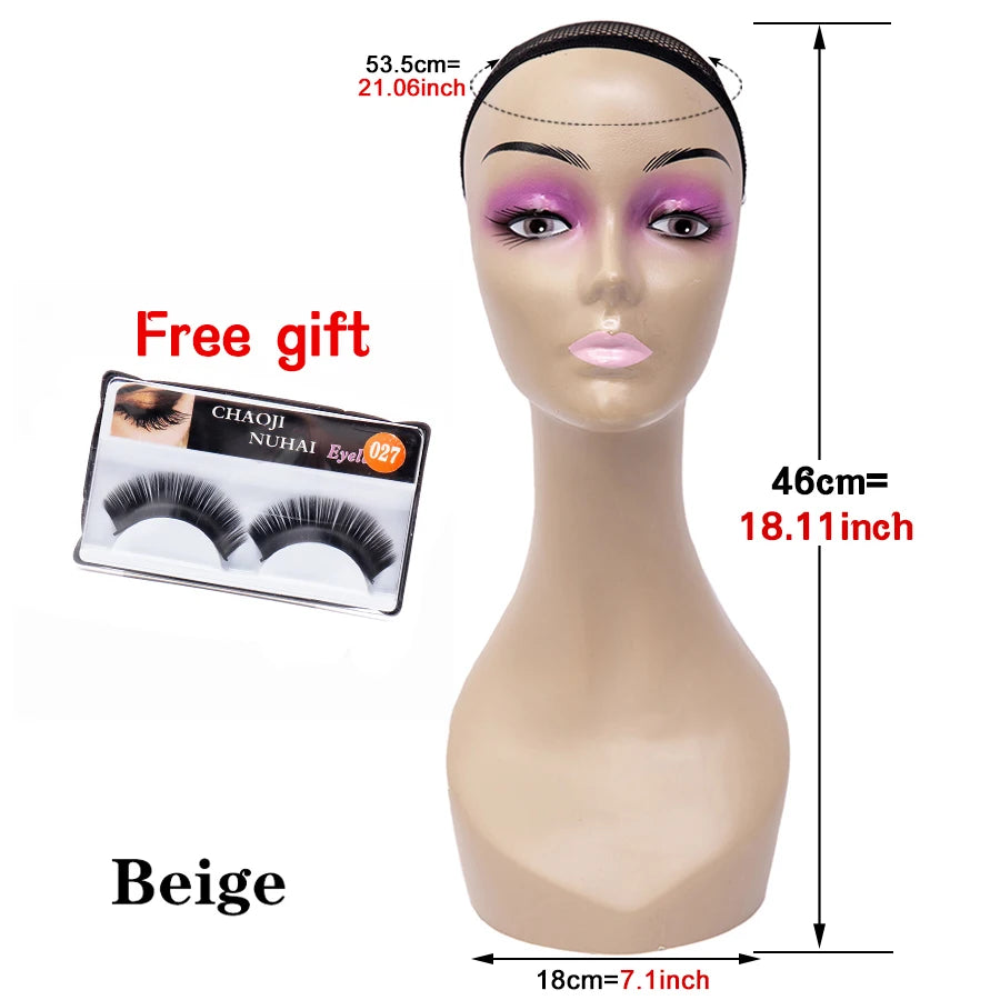 Manikin Wig Display Stand Female Mannequin Pvc Realistic Mannequin Head Bust For Wigs Display Making Styling Hats,Sunglasses