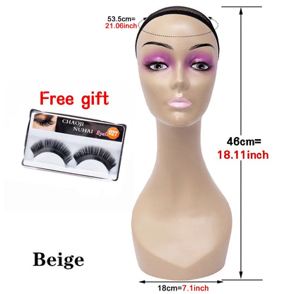 Manikin Wig Display Stand Female Mannequin Pvc Realistic Mannequin Head Bust For Wigs Display Making Styling Hats,Sunglasses