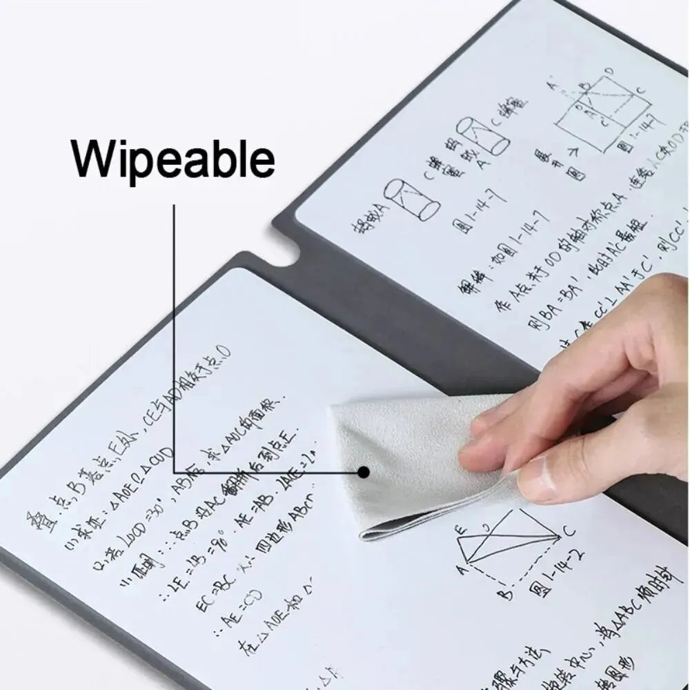 1 Pcs Reusable Whiteboard Notebook Set With Whiteboard Pen Erasing Cloth Leather Memo Pad Weekly Planner Portable Stylish Off