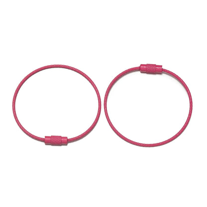 10pcs/lot 50mm Iron Key Ring Colorful Keychain Rings Screw Lock for Jewelry Making Keychain DIY Findings - Rose red