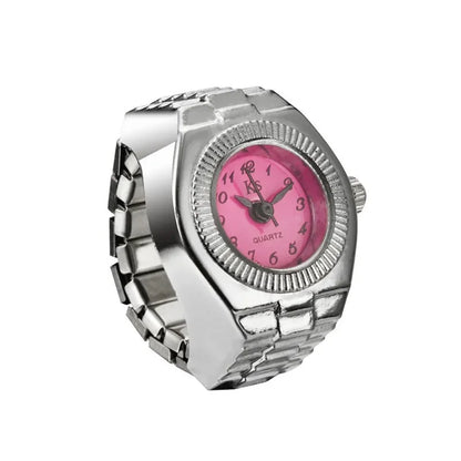 Vintage Punk Finger Watch Mini Elastic Strap Alloy Watches Couple Rings Jewelry Clock Retro Roman Quartz Watch Rings Women Me