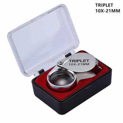 10-30X Pocket Loupe Magnifier Jewelry Magnifying Glass Foldable Diamond Lupa Triplet Jewelers Eye Glass Tool Reading Magnifie