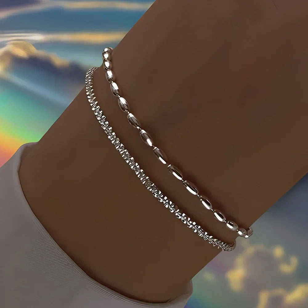 6Pcs 925 Sterling Silver Rhinestone Bracelets for Women Girls Luxury Korean Sparkling Starry Sky Charm Bracelets Party Jewelr