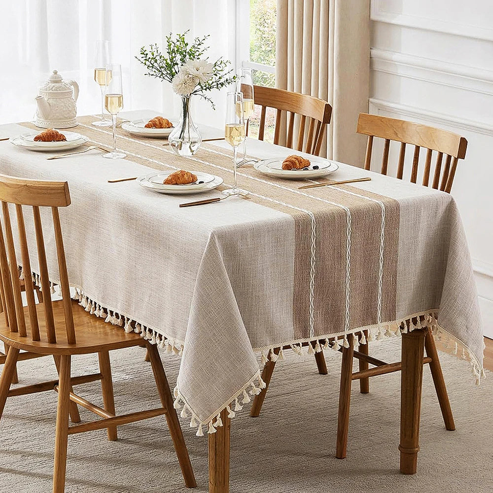 Battilo Linen Cotton Tablecloth Round Rectangular Table Cloth Square Table Cover for Dining Coffee Table Kitchen Room Decor