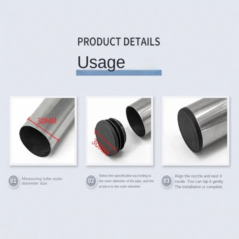 8 PCS Black Round Plastic Blanking End Cap Tube Pipe Inserts Plug Bung Insert Stopper For Chair Leg Pipe tapon tubo