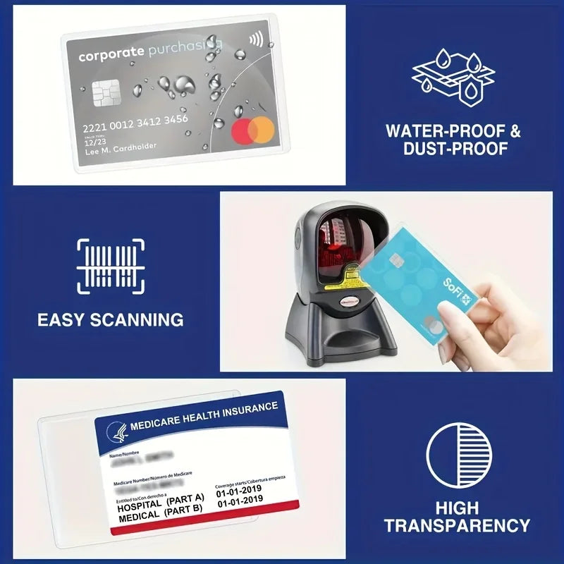 12PCS PVC Waterproof Transparent Card Holder Plastic Card id Holders Case To Protect Credit Cards Card Protector Cardholder B