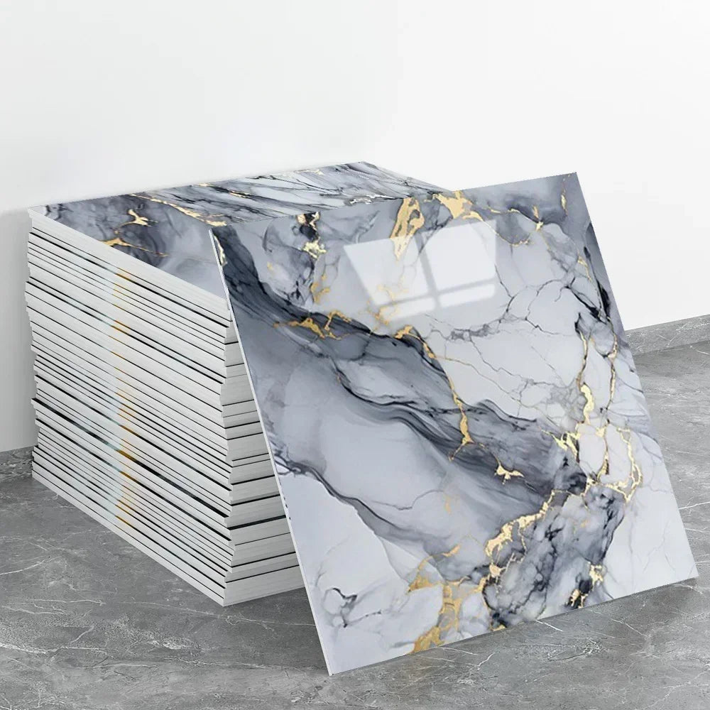 10-50PCS Imitation Marble 3D Ceramic Tile Wall Renovation Decoration Sticker Waterproof Self-adhesive Homeelf-adhesive Wallpa