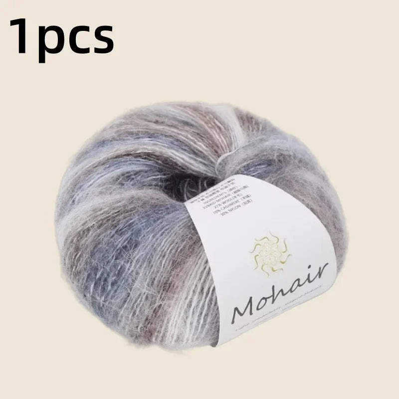 Crochet Yarn, Gradient Mohair Soft Cotton Yarn, DIY Knitting Yarn for Baby Sweater, Baby Hat, Cozy Scarf Projects