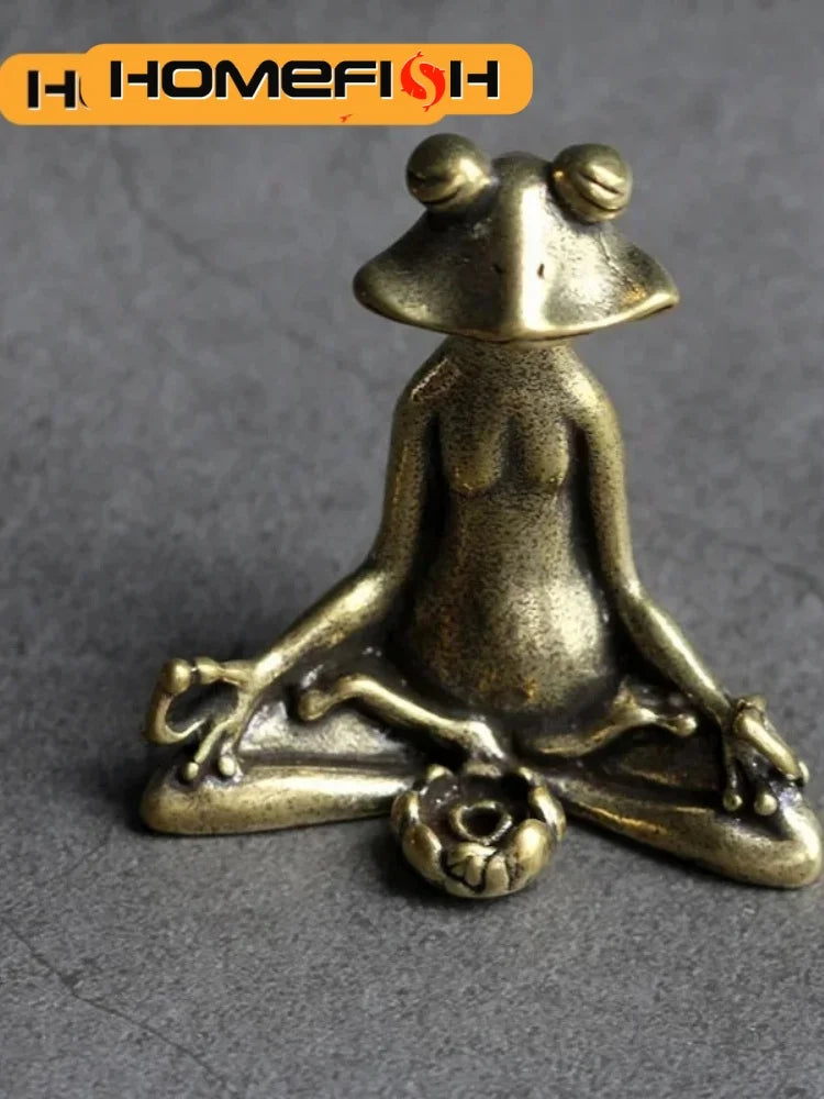 Retro Copperware Incense Socket Zen Frog Ornaments Solid Pure Copper Frog Tea Pet Incense Holder Ornaments