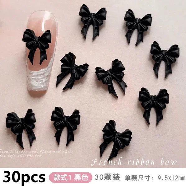 French Ribbons Colorful Resin Cute Bowknot Charm Leopard Print Bow Tie Nail Art Decorations Manicure Tools Accessories Wholes