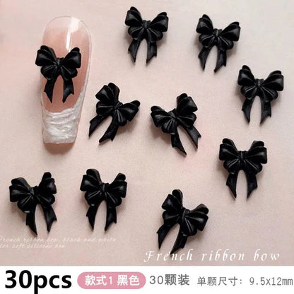 French Ribbons Colorful Resin Cute Bowknot Charm Leopard Print Bow Tie Nail Art Decorations Manicure Tools Accessories Wholes