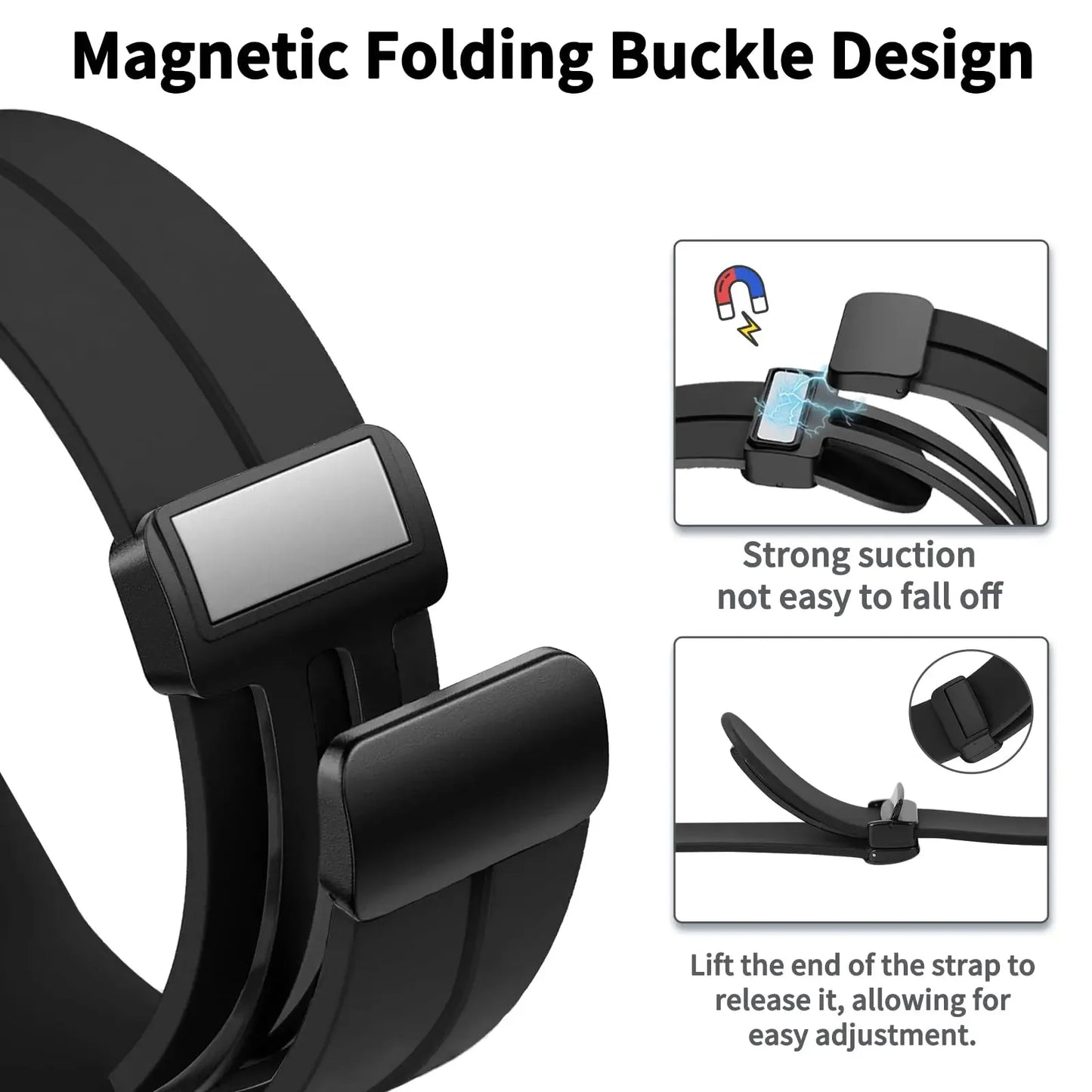 20mm 22mm Strap For Samsung Galaxy watch 6/4/5 pro/classic/gear s3/active 2 Sport Silicone Magnetic Buckle Huawei GT 2 2e 3 b