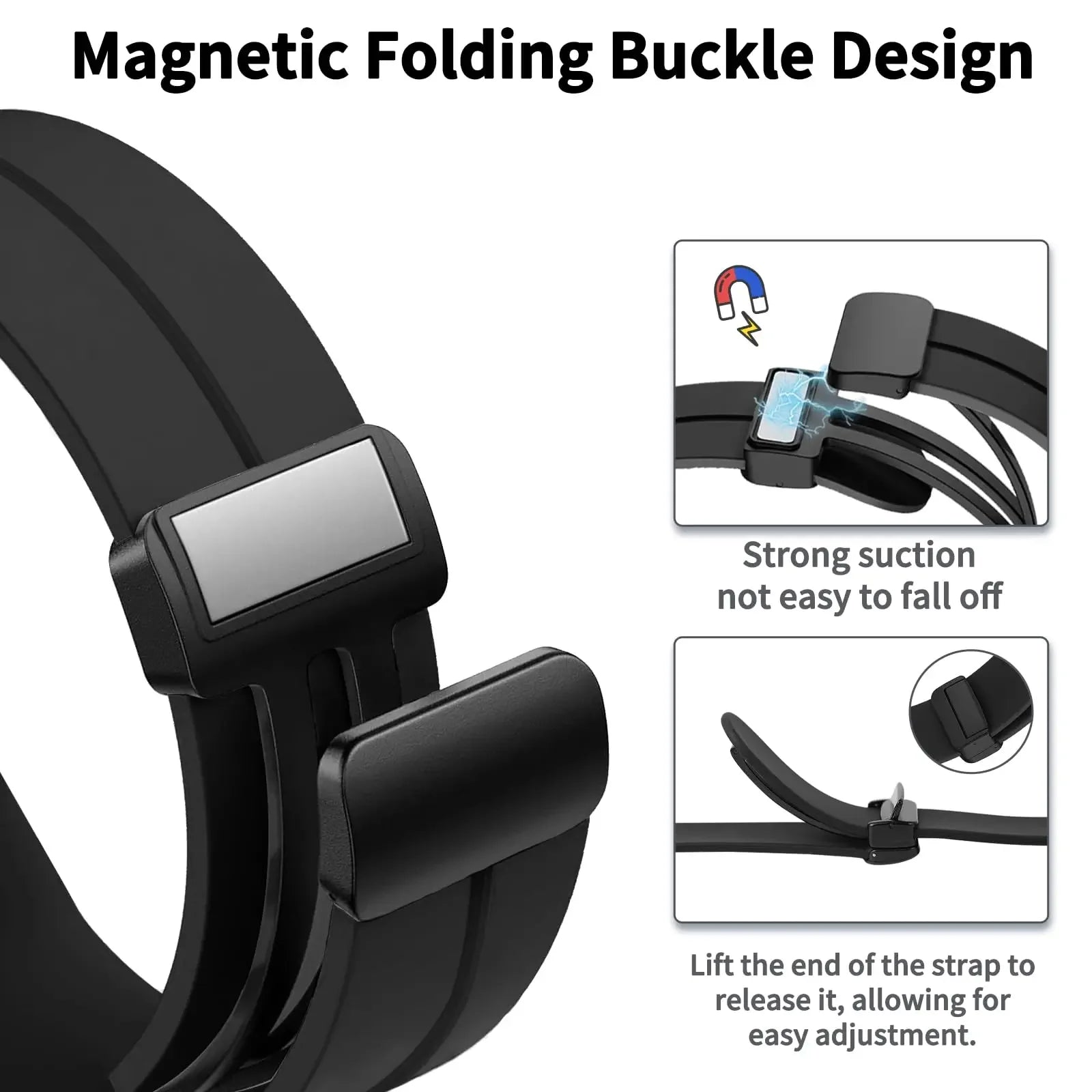 20mm 22mm Strap For Samsung Galaxy watch 6/4/5 pro/classic/gear s3/active 2 Sport Silicone Magnetic Buckle Huawei GT 2 2e 3 b