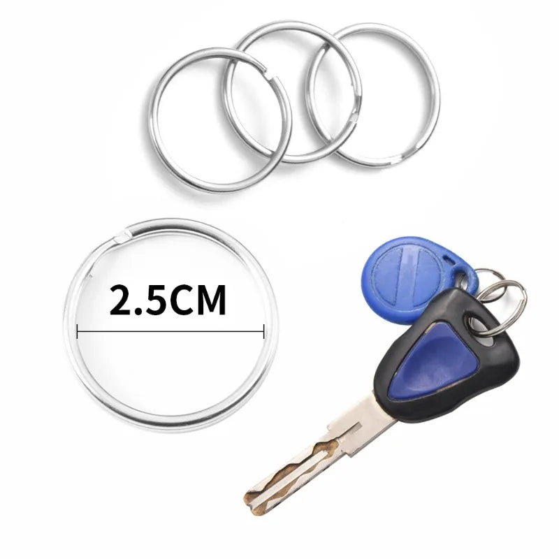 20/200pcs Stainless Steel Key Ring Key Chain 25mm Round Flat Round Split Keychain Polished Metal Blank Circle For DIY Finding