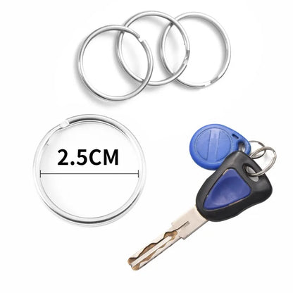 20/200pcs Stainless Steel Key Ring Key Chain 25mm Round Flat Round Split Keychain Polished Metal Blank Circle For DIY Finding