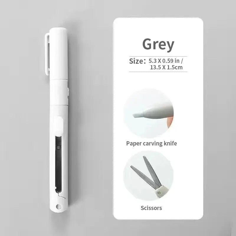 1pc Mini Portable Scissors Paper Cutter Knife 2 In 1 Multifunctional Pocket Pen Shape Scrapbooking Carving Cutting Art Tools 