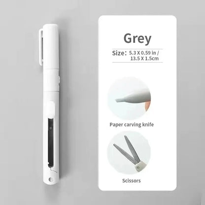 1pc Mini Portable Scissors Paper Cutter Knife 2 In 1 Multifunctional Pocket Pen Shape Scrapbooking Carving Cutting Art Tools 