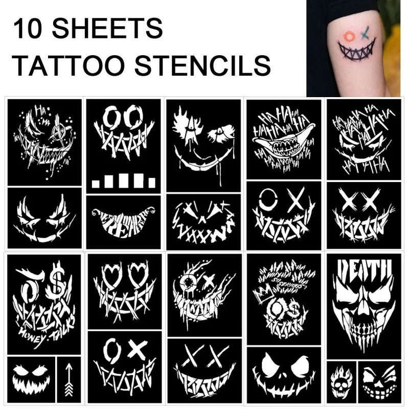 Clown Tattoo Template DIY Body Painting Template, Party, Family Tattoos and Role Playing, Festival Costume and Party Decorati
