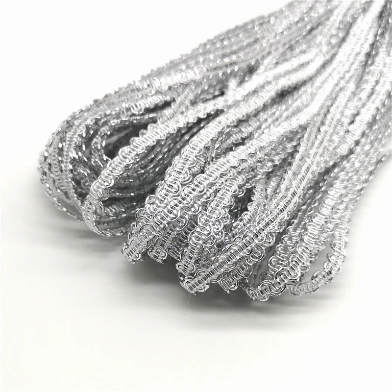 Lace Ribbon, 5 Yards Gold Silver Wave Lace Ribbon, Handmade Costume Trim, Wedding Party Accessories, Stage Performance Décor 
