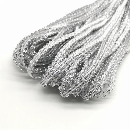 Lace Ribbon, 5 Yards Gold Silver Wave Lace Ribbon, Handmade Costume Trim, Wedding Party Accessories, Stage Performance Décor 