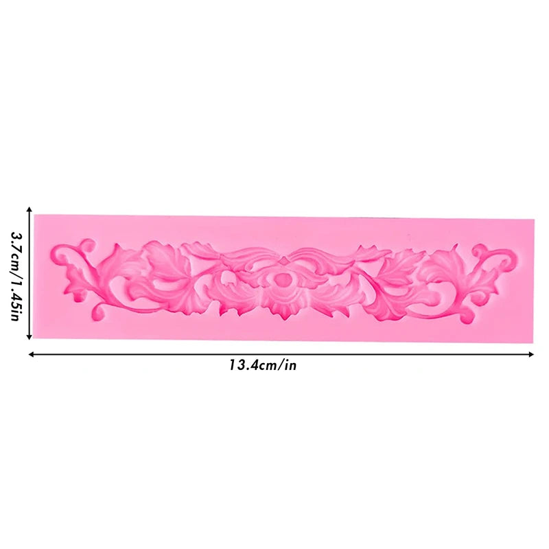 Baroque Style Curlicues Scroll Lace Fondant Silicone Mold Cake Border Decoration Cupcake Top Decoration Mold - 8