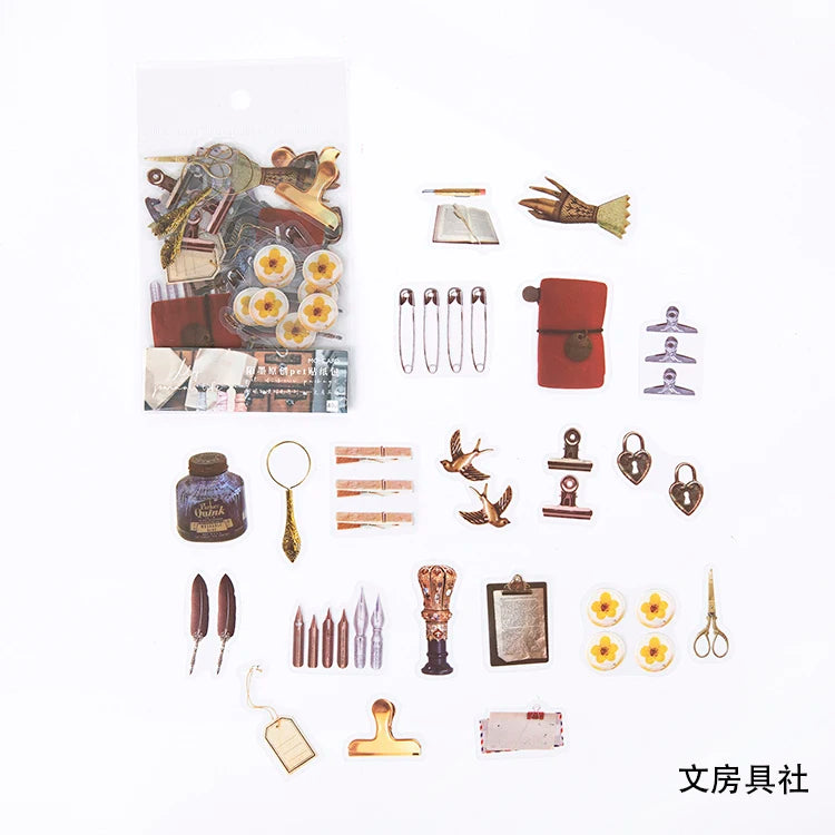 40pcs/bag Vintage Ginkgo leaves flowers PET sticker package DIY diary decoration sticker album scrapbooking - F