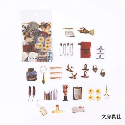 40pcs/bag Vintage Ginkgo leaves flowers PET sticker package DIY diary decoration sticker album scrapbooking - F