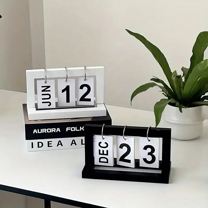 Ins Minimalist Style Living Room Office Decoration Wooden Calendar Ornament Modern Desk Accessories Simple Home Decor Crafts 