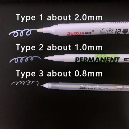 1/3/5 Pcs White Marker Pens 2.0mm Oily Waterproof White Gel Pen DIY Graffiti Sketching Markers Stationery Wrting School Suppl